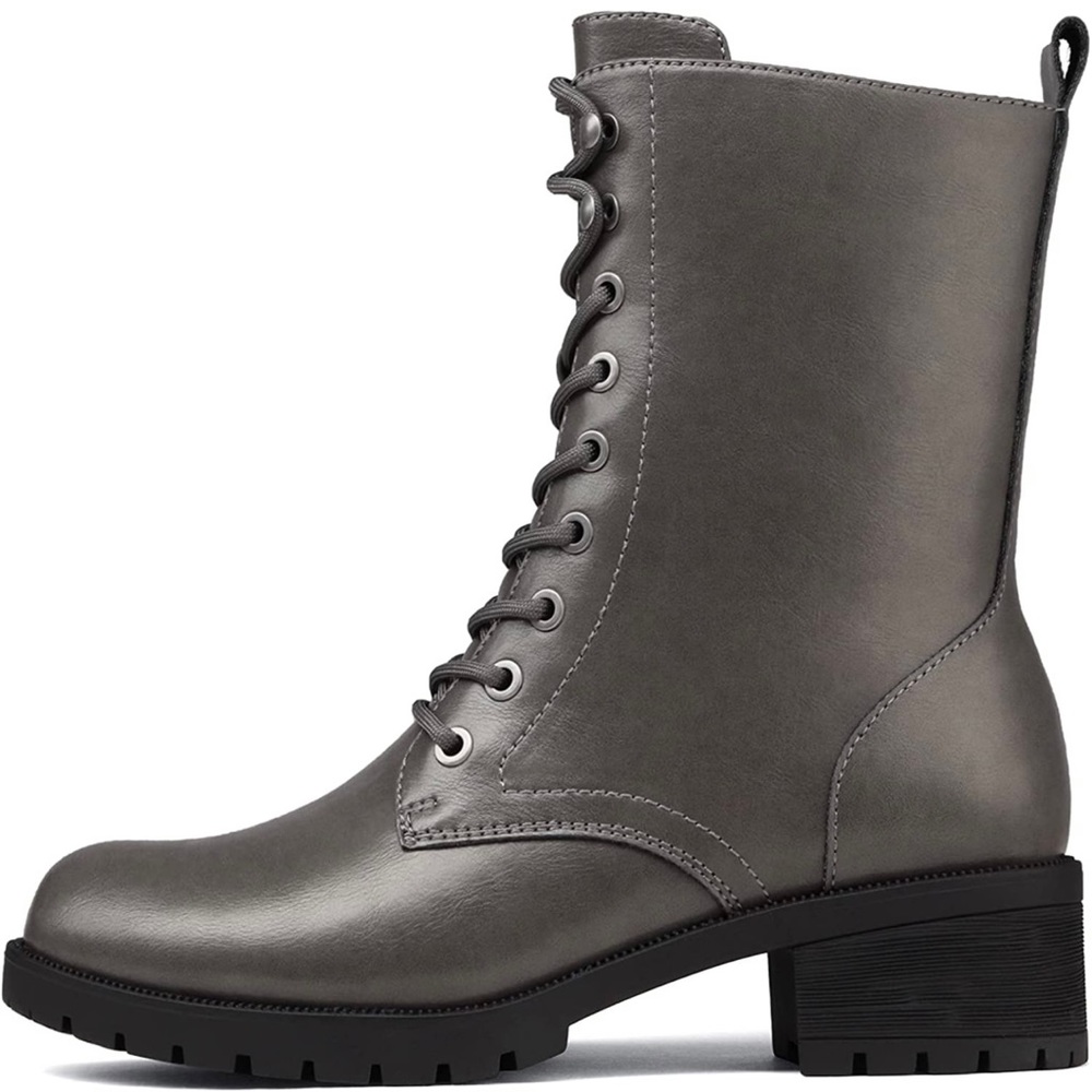 Gray combat boots